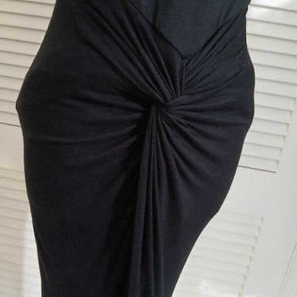 Vintage black stretch rayon sleeveless maxi dress with tulip skirt size medium - Picture 10 of 15